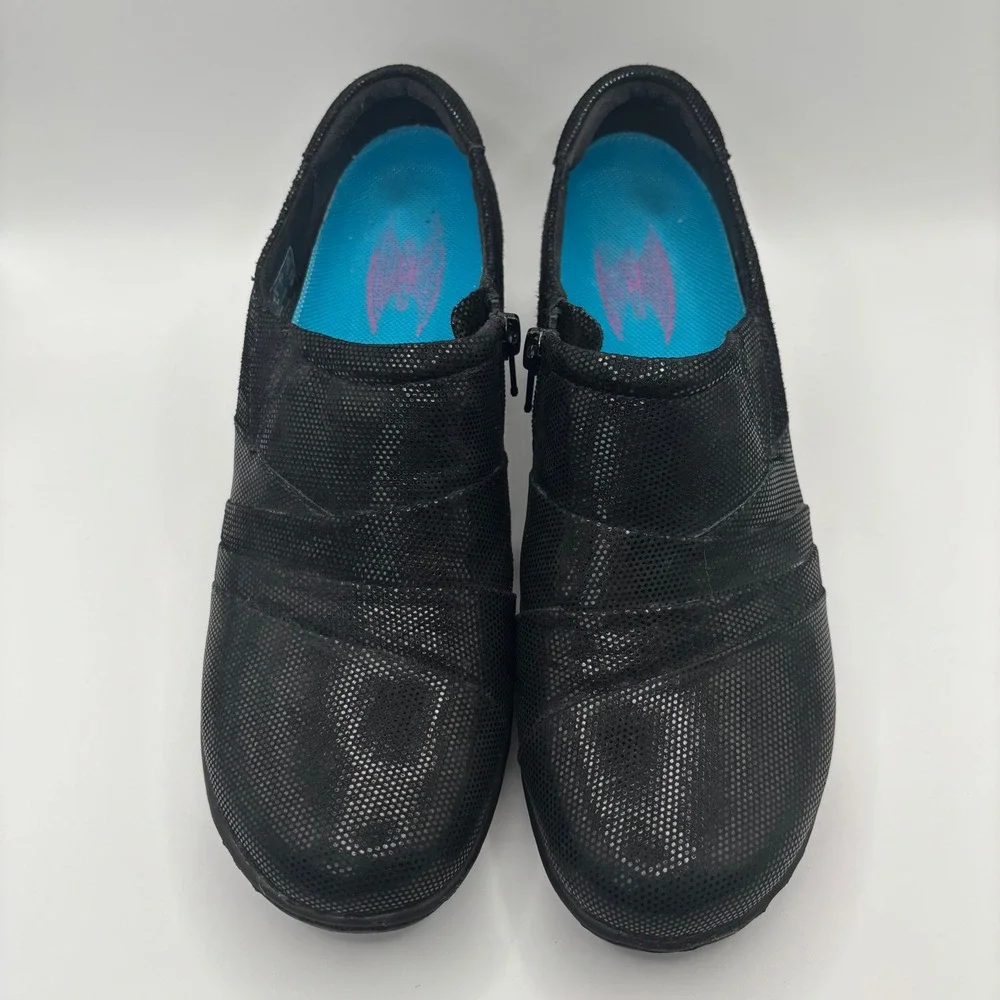 Clarks Channing Kim Womens 9.5 Black Lizard Print Zip Loafers 26113346